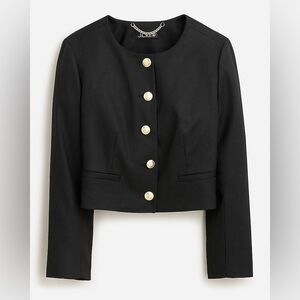 J. Crew Black Cropped Blazer with Gold Buttons